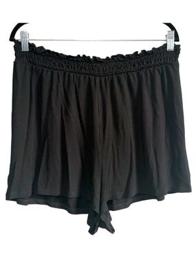 ASOS DESIGN Black High Waisted Flowy Shorts Elastic Waist Size 14